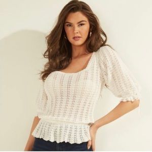 Originally $59, Guess Kiera Puff Sleeve crocheted style top